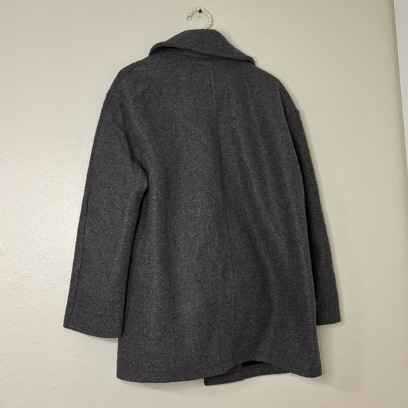 Zara Women Gray Felt Texture Short Open Peacoat - Picture 12 of 12